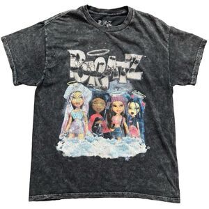 Vintage Y2K Bratz Angel Tour Graphic T-Shirt Black Acid Wash Cracked Print Sz M